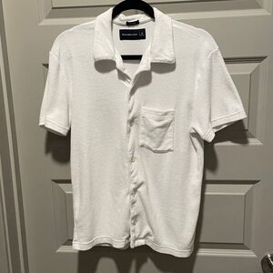 Abercrombie & Fitch White Terrycloth Button Down Shirt, size XS